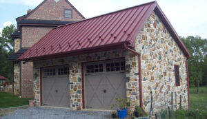 beautiful garage with metal roof